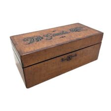 19th Century French Glove Box, Birdseye Maple Wood Veneer, Pinwork, Fall Front