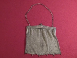 Antique Silver German Mesh Purse, 6 Ball Drop Tassel Marked 800 Silver 7.5oz - Picture 1 of 10