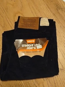 NEW OLD STOCK LEVI'S BOYS CORDUROY STRAIGHT LEG WHITE TAB , SZ.12 24 X 24 BLACK - Picture 1 of 5