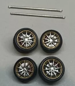 Juego de ruedas y neumáticos 1/64 Real Riders plata/oro 11 mm/11,5 mm - Imagen 1 de 1