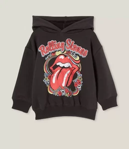 Cotton:On Kids Licensed Emerson Hoodie Rolling Stones Flowers Grey Size 6 NEW - Picture 1 of 5