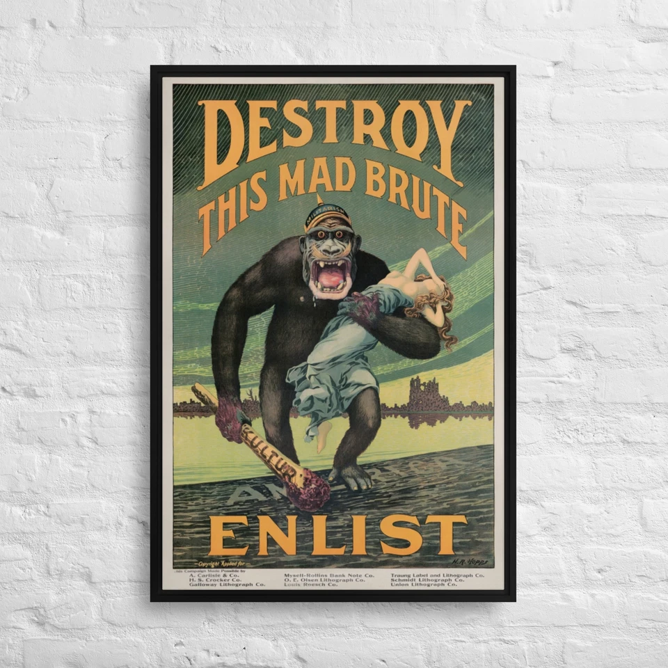 Litografía estética gorila por Harry Ryle Hopps 24x36 - Impresión en lienzo enmarcada Foto 1 de 1