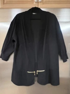 PREMISE STUDIO Sweater Jacket OPEN FRONT Accent Zippers 1X - 14w-16 Black Knit - Picture 1 of 6