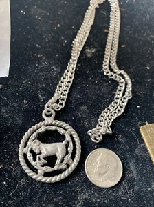 pewter Zodiac Ram charm on chain - Picture 1 of 3
