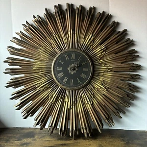 VTG Mid Century Modern Sunburst Starburst Brutalist Wall Clock Arabesque Burwood - Picture 1 of 15