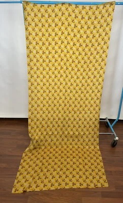 Antique Vintage 1920s Yellow Floral Printed Silk Fabric Yardage 1 and 3/4 Yards - Image 1 of 4