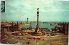 VINTAGE CONTINENTAL SIZE POSTCARD MONUMENT TO COLUMBUS BARCELONA NICE POSTAGE