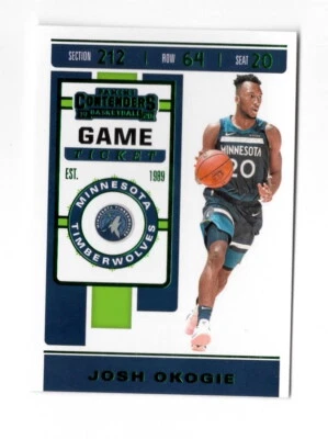 2019 Panini Contenders #52 Josh Okogie Game Ticket Green NM/Mint - Image 1 of 2