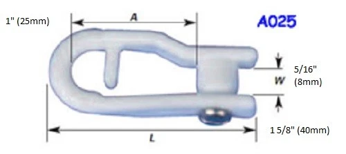 Sailboat SHACKLES with STAINLESS SCREW SIZE A025 Large 5 pack - Image 1 of 1