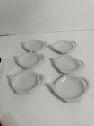 Set 6 White Ceramic Teapot Shaped Teabag spoon Holder Rea Bag Caddy
