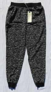 NEW $139 LANSTON XS Black Static Print Featherweight Silky Jogger Pants Pockets - Picture 1 of 5