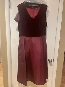 J Peterman Midi rubinrot Samt & Taft Urlaub Party Kleid GR. 16 V-Ausschnitt mit Wickeloptik - Bild 1 von 11