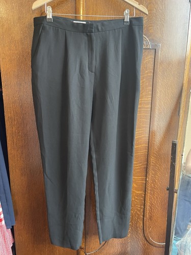 Pantaloni ACNE STUDIOS Simple Chic neri crepe piatti davanti orlo laser 40 10