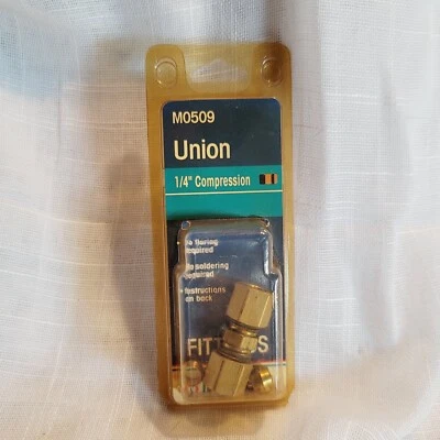 Moen M0509 Fittings Union: Brass, Compression x Compression, For 1/4" x 1/4"  - Image 1 of 4
