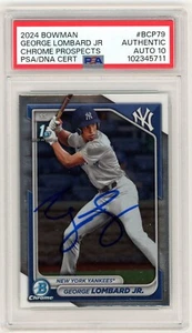 George Lombard Jr Signed 2024 Bowman Chrome Prospects BCP79 PSA 10 Auto 1st RC B - Bild 1 von 2