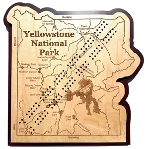 Yellowstone National Park Map Cribbage Board - Picture 1 of 1