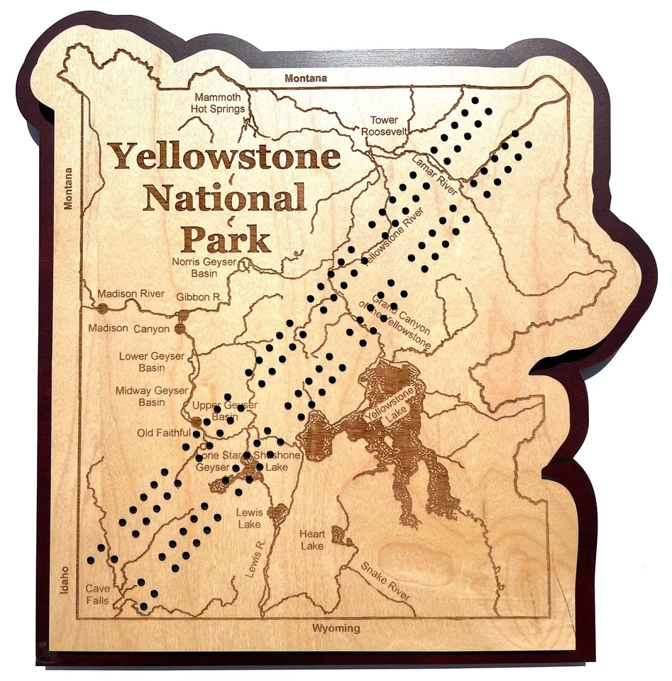 Yellowstone National Park Map Cribbage Board - Image 1 of 1