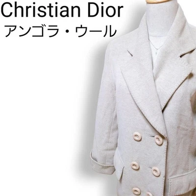 USED CHRISTIAN DIOR ANGORA WOOL STITCH DESIGN MID-LENGTH COAT ACCEPTABLE - Image 1 of 4