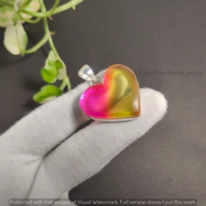 Cuore Tormalina Quarzo 925 Argento Sterling Placcato Ciondolo Gioielli ~Regalo Lei - Foto 1 di 4