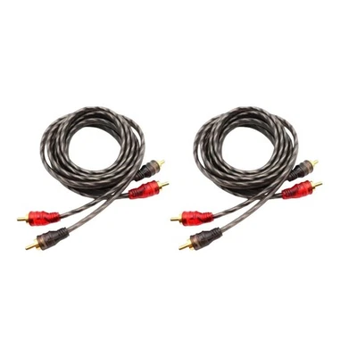 2PCS RCA Cables 2 Channel Twisted 4Ft Shielded Audio Interconnect Amp Wire - Image 1 of 4