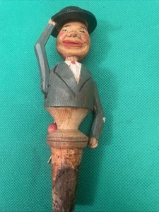 Vintage ANRI Hand Carved Mechanical Bottle Stopper Hat Raiser Head Nod - Picture 1 of 11