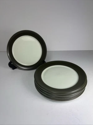 Denby - Chevron - 5 x Side Plates -  16cm Diameter - Khaki Green - Stoneware - Image 1 of 4
