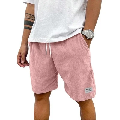 CORDUROY Casual Shorts Men Summer Beach Loose Fit Knee Length Streetwear - Image 1 of 4