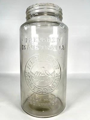 Vintage Nestles Embossed Malted Milk Jar - Large Clear Glass 27cm Tall As Is - image 1 of 4