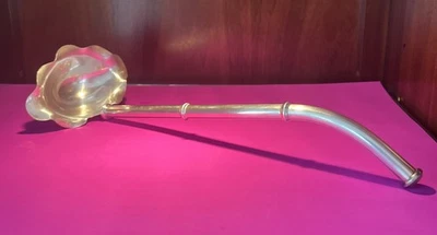 Colher de tulipa com cabo falso de bambu Hollywood Regency LADLE folheada a prata meados do século - Imagem 1 de 4