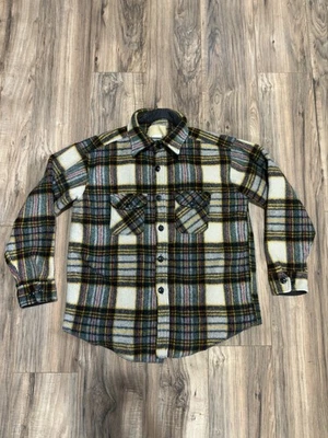 Sobrecamisa Abrigo XL Chaqueta Franela a Cuadros Color Vintage 60’s 70’s Etiqueta Desteñida Foto 1 de 4