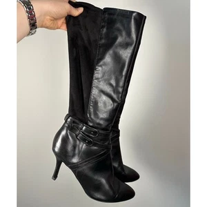 Chinese Laundry Black Buckle Faux Leather Heeled Boots Size 11 - Picture 1 of 12