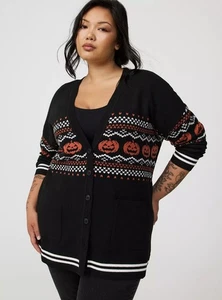 Cárdigan Suéter Calabazas Negro Torrid Harvest Luxe Nuevo con Etiquetas Nuevo 2X - Imagen 1 de 13