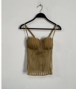 La Perla Gold Striped Mesh Corset Top Size 36B NWT - Picture 1 of 4