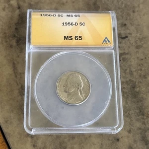 1956-D 5c Jefferson Nickel MS-65 ANACS - Foto 1 di 6