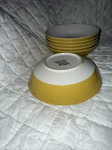6 Bowls Mikasa Mediterrania Empire Gold Yellow 4994 Pasta Coupe Soup Japan - Picture 1 of 4