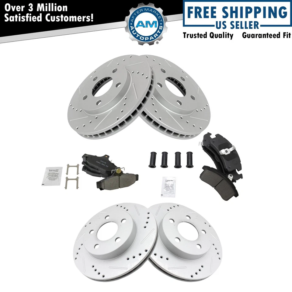 Pastilla de freno delantera y trasera de cerámica y rotor ranurado perforado de rendimiento Foto 1 de 4