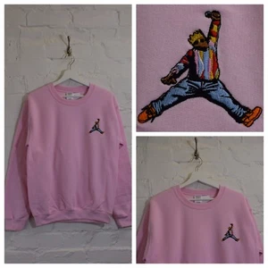 Actual Fact Biggie x Jordan Hip Hop bestickt rosa Rundhalsausschnitt Sweatshirt Oberteil - Bild 1 von 4
