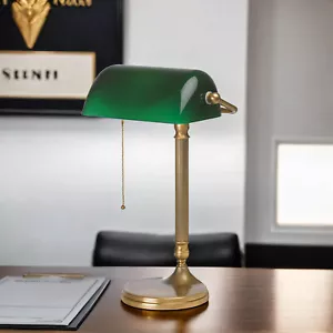 Bankerleuchte echt Messing Grün Bankerlampe Büro Schreibtischlampe - Bild 1 von 2