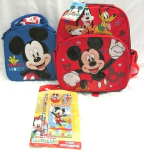 MICKEY MOUSE&FRIENDS 12" BACKPACK,INSULATED LUNCHBOX LUNCH BAG,&STATIONARY-NEW! - Picture 1 of 1
