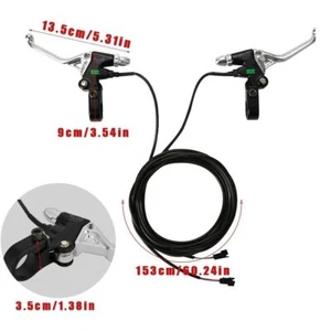 Electric Bike Brake Levers 22.5mm Handlebar Aluminum Plastic 1.5m Cable - Picture 1 of 8