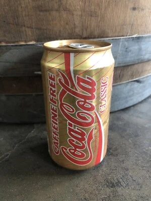 Lata clásica de Coca-Cola sin cafeína, sin abrir, error de fábrica, vacía década de 1990 RARA Foto 1 de 4