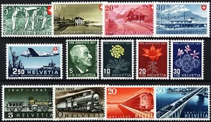 SVIZZERA 1947 ANNO COMPLETO FULL 12 VALORI + 1  POSTA AEREA NUOVI MNH ** - Foto 1 di 1