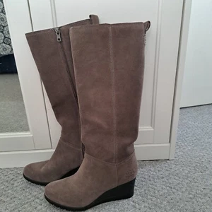 UGG size 5 suede waterproof knee high wedge heel excellent condition - Picture 1 of 6