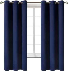Room Essentials Darkening Curtain Panel 42 W x 84 L Navy Blue - Blocks 98% Light - Picture 1 of 5