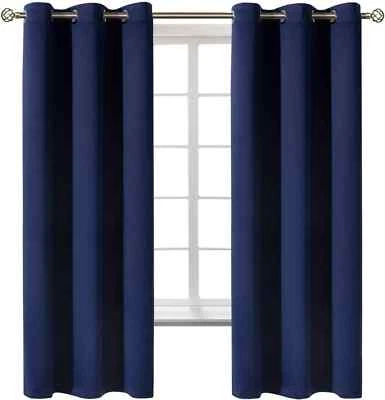 Room Essentials Darkening Curtain Panel 42 W x 84 L Navy Blue - Blocks 98% Light - Image 1 of 4