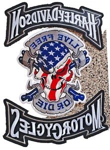 HARLEY DAVIDSON PATCHES LIFE FREE OR DIE ROCKERS FOR JACKET BACK MOTORCYCLES - Picture 1 of 8