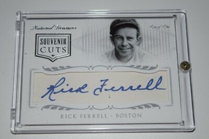 2015 Panini National Treasures Souvenir Cuts Signature RICK FERRELL Auto HOF 1/1