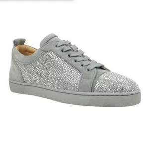 Christian Louboutin Louis Junior Strass Rhinestone Suede Low-Top Sneakers 46.5 - Picture 1 of 8