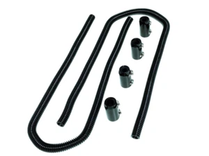 Kit de manguera de calentador de acero inoxidable negro de 44" con tapas de aluminio negro - Imagen 1 de 6