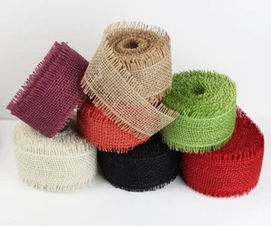1.5" Burlap Ribbon 10 Yard Roll with Frayed Edges - Available in 6 Colors - Picture 1 of 7